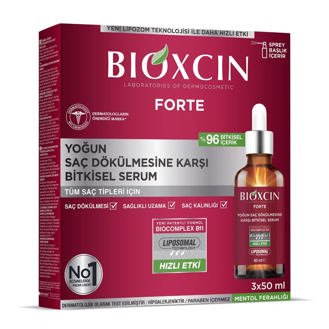 سرم ضد ریزش و تقویت بیوکسین مدل  FORTE ، پک 3 عددی حجم 50*3